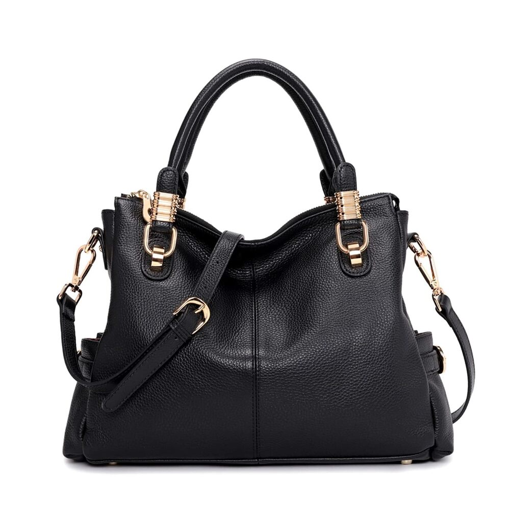 2542 Leather Purses and Handbags, Satchel Tote Shoulder Bag Black